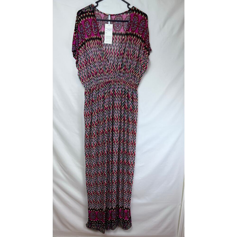 NWT Isla Bonita Women's Medium PInk/Black Pullover Sleeveless Cruise Maxi Dress